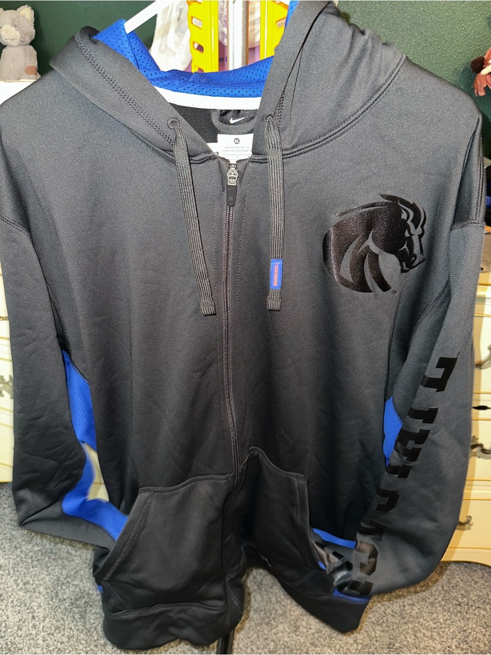 Boise State Nike Black & Blue Full-Zip Performance Hoodie Jacket XL
